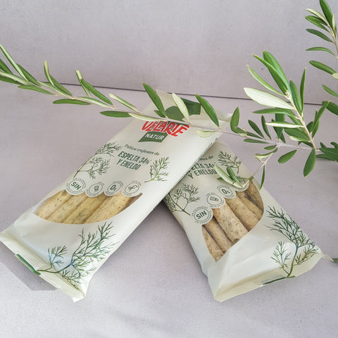 Palitos de pan de espelta y eneldo, broodstengels spelt & dille 65 g