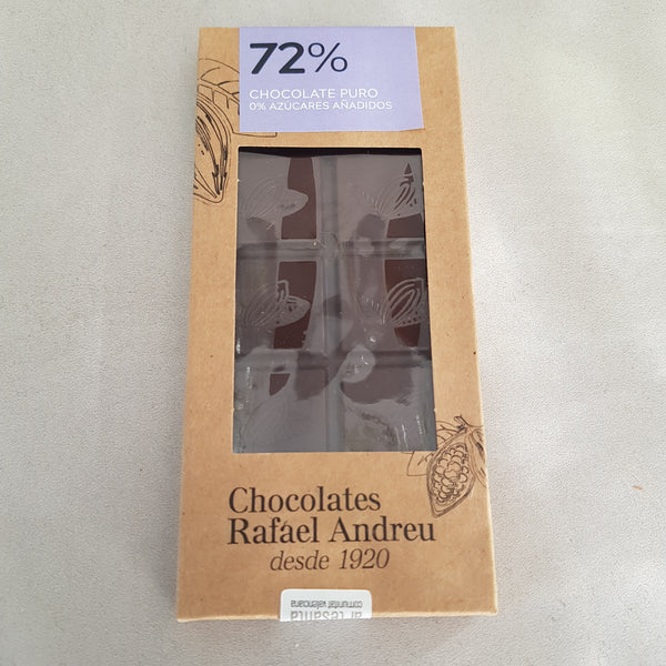 Chocoladereep 72%,  zonder suiker,  70gr