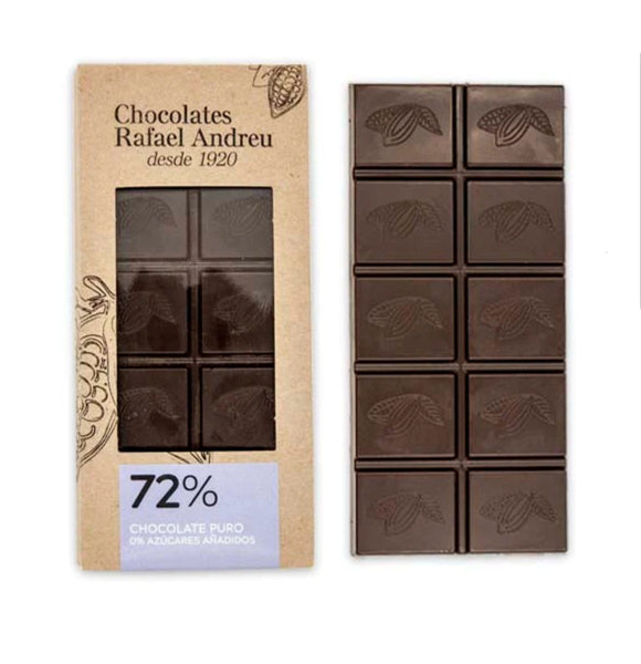 Chocoladereep 72%,  zonder suiker,  70gr